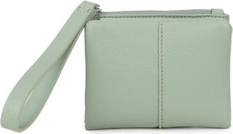 Generic Womens Faux Leather Wristlet Pouch, Zip Top Clutch with Wrist Strap, Textured Grain (Green)