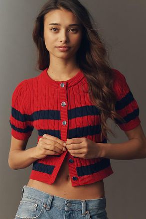 525 Tallulah Cotton Puff-Sleeve Cardigan