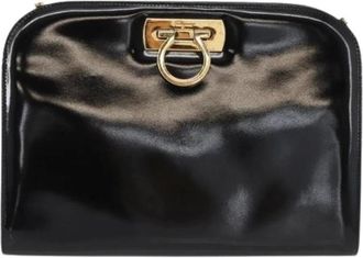 Ferragamo Pre-owned Clutches, female, Black, Size: ONE SIZE Pre-owned Leather Shoulder Bag