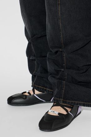 Moschino Leather Lace-up Ankle Boots, Womens, Black