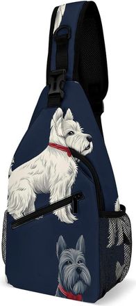 Generic Scottish Terrier Dogs Mens Crossbody Chest Sling Bag for Travel Hiking Lightweight Shoulder Bags with Small Side