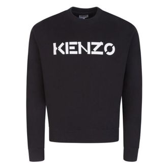 Kenzo Block Logo Mens Black Jumper Cotton - Size Medium