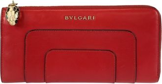 Bulgari Red Color Leather Coin Purse/Coin Case (Pre-Owned)