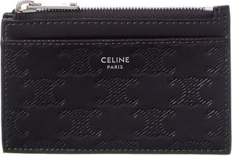 Celine Celine Triomphe Embossed Zipped Leather Card Holder