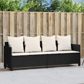 vidaXL Tumbona Con Cojines Rat&aacute;n Sint&eacute;tico Negro Vidaxl