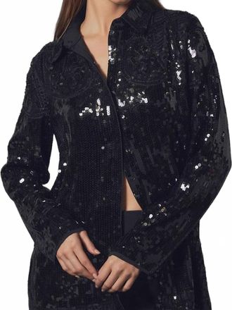 endless rose Sequins Dress Shirt In Black