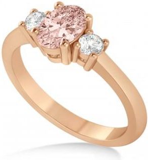 Allurez Oval Morganite & Diamond Three-Stone Engagement Ring 14k Rose Gold (1.20ct)