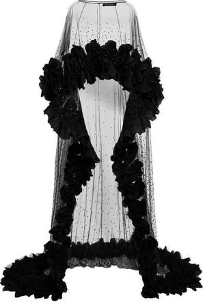 Jenny Packham Petal Bloom Ruffle-Detailed Maxi Dress in Liquorice at Nordstrom, Size Medium Uk