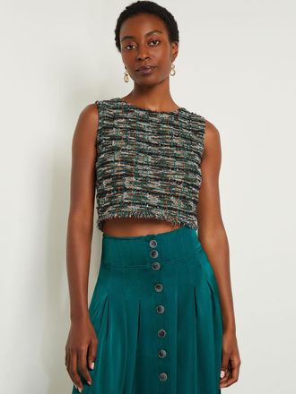 Misook Modern Fit Cropped Tweed Knit Tank