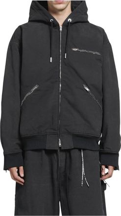 MASTERMIND WORLD Stone Washed Hooded Work Jacket - Heren - Jassen - Zwart - Maat: M Katoen