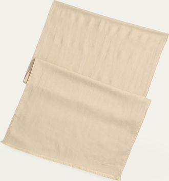 Ralph Lauren Purple Label Mens Linen Fringe-Trim Embroidered Logo Scarf