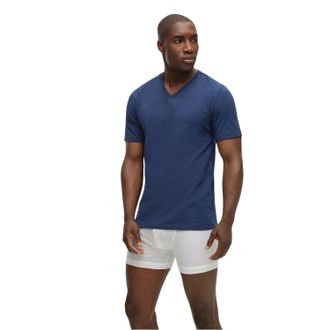 HUGO BOSS Heren-T-shirt met V-hals en logo (set van 3) (Marine/Grijs/Zwart)