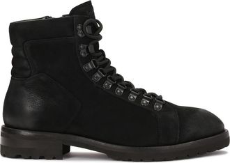 Kazar Nubuck zwarte herenlaarzen - Heren - Veterlaarzen - Zwart - 42 EU - Leer - Schoenen