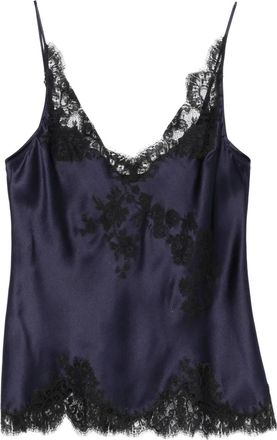 Carine Gilson Jurk met V-hals en kanten detail - Blauw