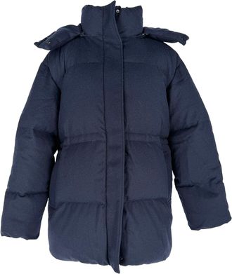 Joseph Dorset Brushed Flannel Down Jacket in Navy Blue Wool
