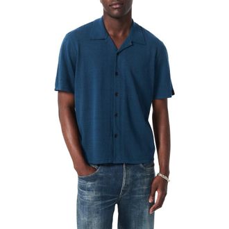 Rag & Bone Zuma Pointelle Short Sleeve Knit Camp Shirt in Mnlt at Nordstrom Rack, Size Xx-Large