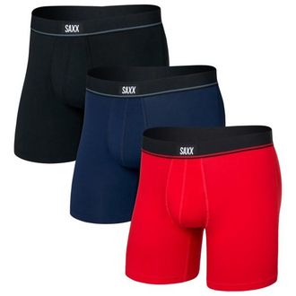 Saxx Essential Cotton Boxer Brief Fly 3-Pack Alltagsunterw&auml;sche f&uuml;r Herren | schwarz