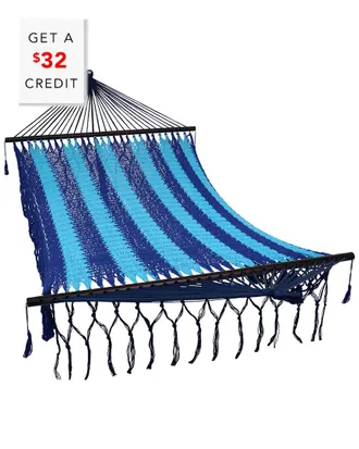 Sunnydaze Hammock W/ 15 Stand American Deluxe Style Mayan Blue-400-Lb. Capacity With $32 Credit