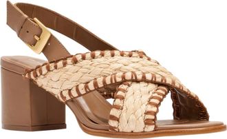 Andr&eacute; Assous Hazel Raffia Slingback Sandal in Cognac/Natural at Nordstrom, Size 7.5