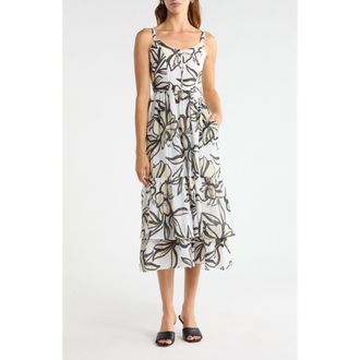 Melloday Floral Sweetheart Neck Tiered Dress in Ivory Multi at Nordstrom, Size X-Large