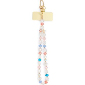Chelsea28 Pastel Beaded Phone Wrist Strap in White Multi- Gold at Nordstrom