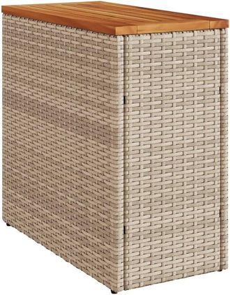 vidaXL Mesa Auxiliar Jard&iacute;n Tapa Madera Rat&aacute;n Pe Beige 58x27,5x55 Cm Vidaxl