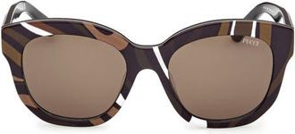 Emilio Pucci 53mm Geometric Sunglasses in Black /Marmo Kakhi /Olive at Nordstrom
