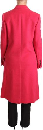 Dolce & Gabbana Womens Pink Double Breasted Trenchcoat Jacket Virgin Wool Clothing