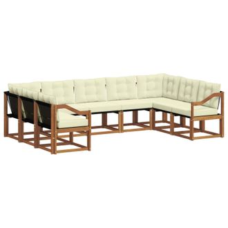 vidaXL Conjunto De Sof&aacute;s De Exterior Con Coj&iacute;n 9 Pcs Natural Y Crema Vidaxl