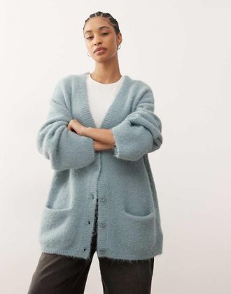 Monki Cardigan oversize blu polvere