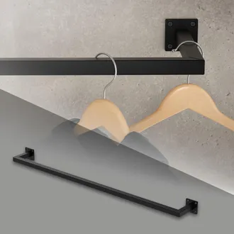 ML Design Perchero De Pared 110x12 Cm Negro De Acero Inoxidable Para Vestidor O Armario Barra De Almacenamiento Hasta 50kg Perchero Para Ropa Toallas O Utensili