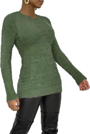 Generic Womens V-Neck Mohair Soft Fluffy Long Sleeve Warm Winter Jumper - Black - Blue - Cream - Dusty Pink - Green - Mocha - Mustard - One Size Fits 8-14 (Gr