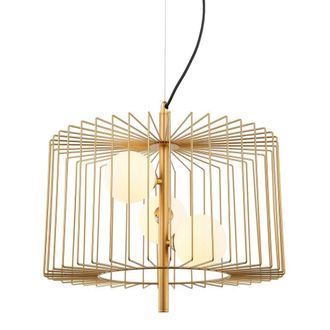 Netlighting Modern Hanging Pendant Golden 3 Light with Gold White Shade G9
