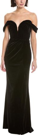 Marchesa Off-The-Shoulder Velvet Maxi Dress