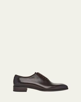 Tom Ford Mens Elkan Burnished Leather Oxford Shoes
