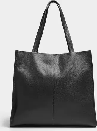 Simons Womens Pebbled leather square tote bag Exclusive collection from Italy