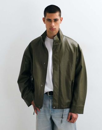 Asos giacca bomber effetto pelle verde