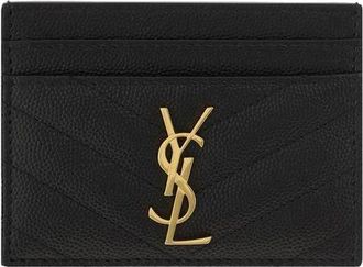 Saint Laurent Wallets & Cardholders, female, Black, Size: ONE SIZE Quilted Card Holder with YSL Logo