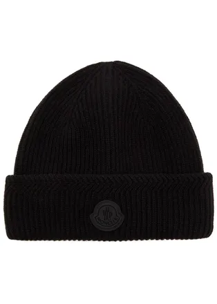 Moncler Ribbed Wool and Cashmere-blend Beanie - Black - One Size