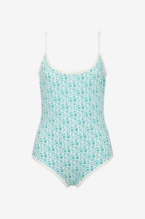 Moncler Einteiliger Badeanzug mit Print Logo All-Over