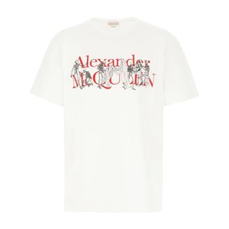 Alexander McQueen Alexander McQueen, T-Shirts, male, White, Size: XL Tailor Skeleton Logo T-Shirt
