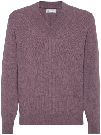 Brunello Cucinelli Maglione con scollo a V - Rosso