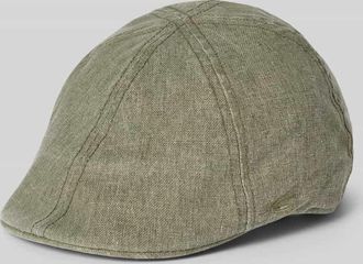 Camel Active Flat Cap aus Baumwoll-Leinen-Mix mit Label-Stitching in Oliv, Gr&ouml;&szlig;e XL