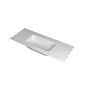 Bernacchini Faktor wastafel - 120x45x1.5cm - 1 wasbak - 0 kraangaten - polystone wit mat