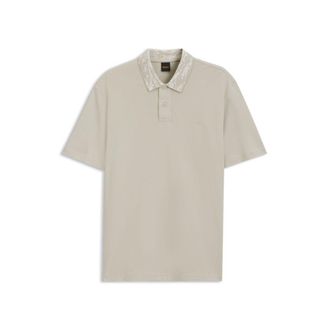 BOSS Cotton piqu&eacute; polo shirt with jacquard collar