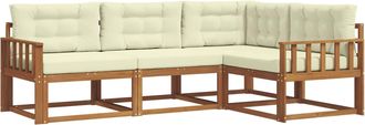 vidaXL Conjunto De Sof&aacute;s De Exterior 4 Uds. Natural Y Crema Vidaxl