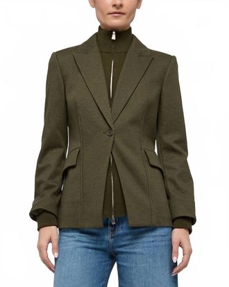 SIMKHAI Auden Knit Combo Blazer In Dark Olive