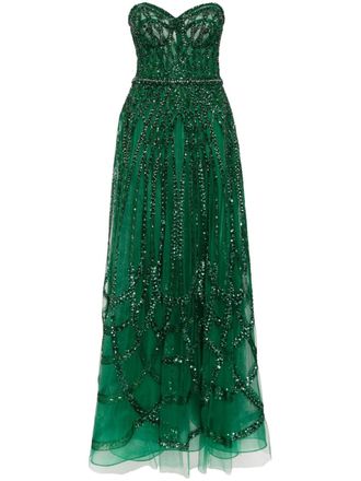 Zuhair Murad bead-embroidered corset gown - Green