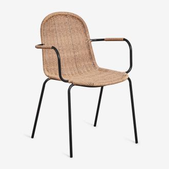 Sklum Sklum - Pack De 2 Sillas De Comedor Apilables Con Reposabrazos En Mimbre Sint&eacute;tico Reiven