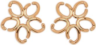 Oscar De La Renta small O Flower earrings - women - Brass - One Size - Gold